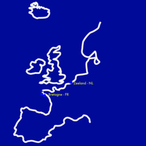 Blue map of European coast